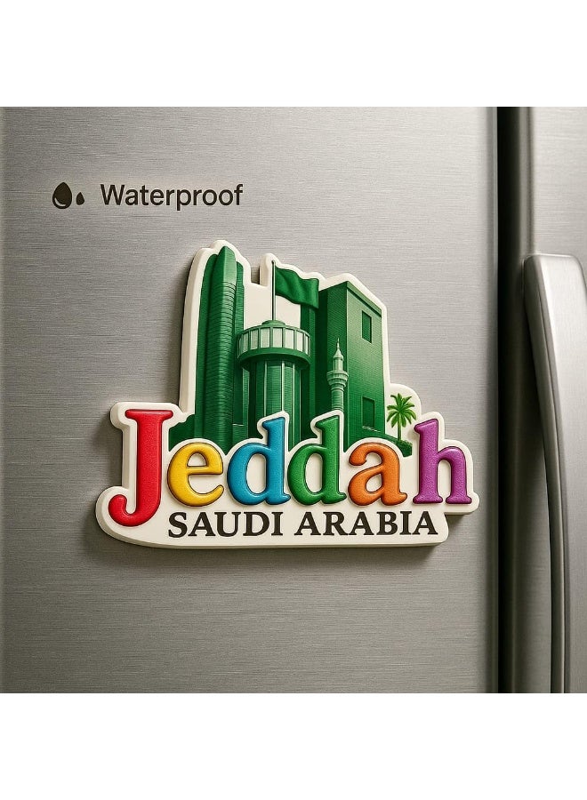 Jeddah Skyline 3D Ceramic Fridge Magnet, Saudi Arabia Souvenir Featuring Iconic Landmarks & Cultural Heritage,Refrigerator Decoration for Home,Office,Travel Gifts & Collectors,Elegant Arabian Keepsake - Image 2